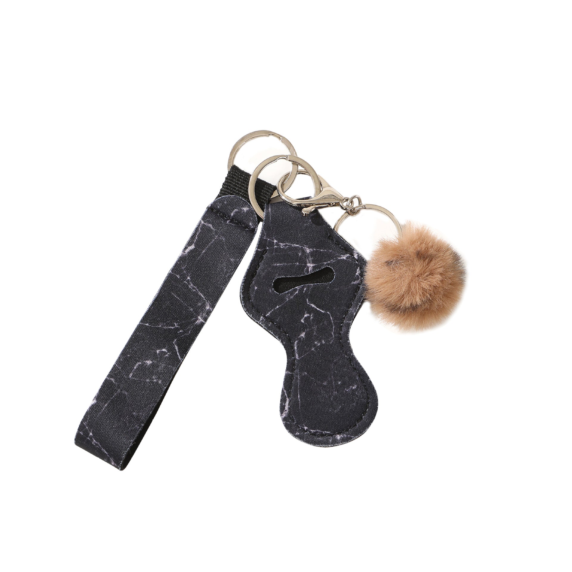 Wholesale Leopard Print Plush Pom Keychains